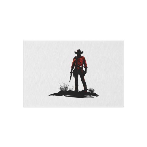 Cowboy silhouette at sunset Outdoor Rug, Fun Patio Decor, Camping Mat, Porch Rug, Western Home Accent