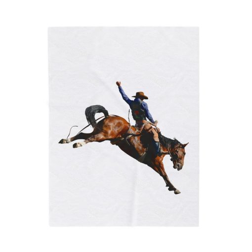 Cowboy horseback riding throw Velveteen Plush Blanket