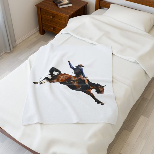 Cowboy horseback riding throw Velveteen Plush Blanket