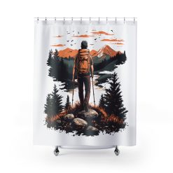 Pedestrian with poles at sunset Shower Curtain, Western Home Decor, Equestrian Bathroom, Horse Lovers Gift