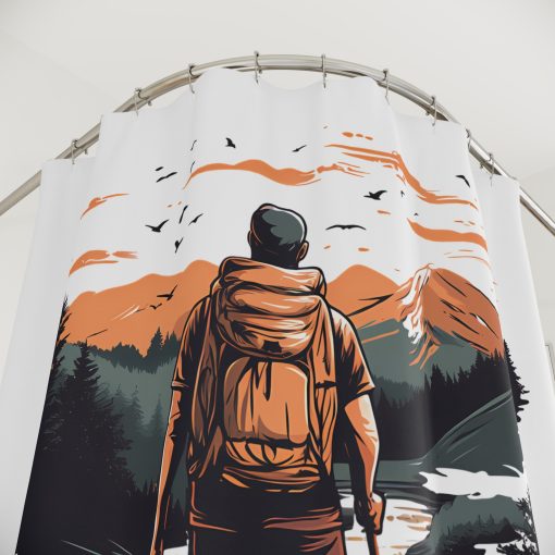 Pedestrian with poles at sunset Shower Curtain, Western Home Decor, Equestrian Bathroom, Horse Lovers Gift