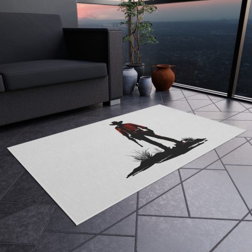 Cowboy silhouette at sunset Outdoor Rug, Fun Patio Decor, Camping Mat, Porch Rug, Western Home Accent