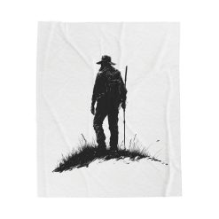 Silhouette of a hiker Velveteen Plush Blanket