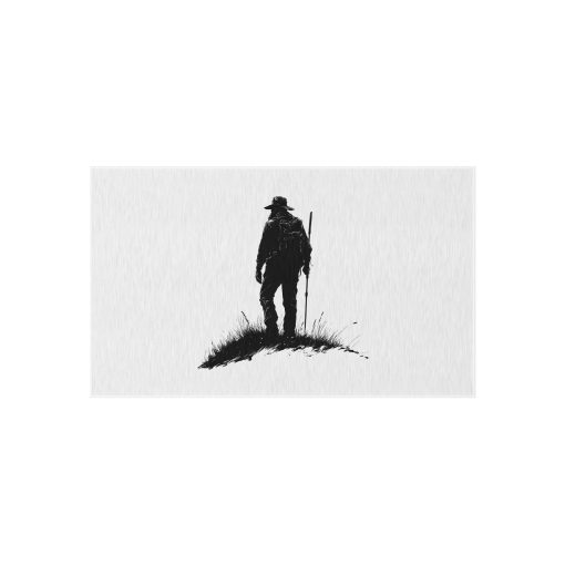 Silhouette of a hiker Outdoor Rug for Camping, Picnics