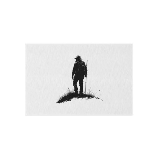 Silhouette of a hiker Outdoor Rug for Camping, Picnics
