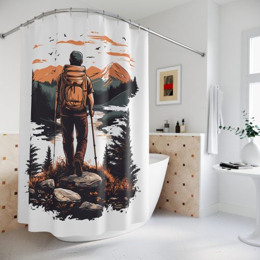 Pedestrian with poles at sunset Shower Curtain, Western Home Decor, Equestrian Bathroom, Horse Lovers Gift