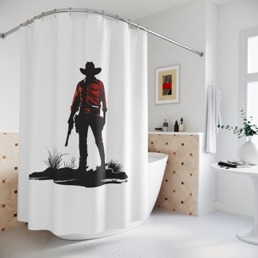 Cowboy silhouette at sunset Shower Curtain, Western Home Decor, Equestrian Bathroom, Horse Lovers Gift
