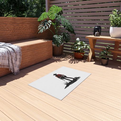 Cowboy silhouette at sunset Outdoor Rug, Fun Patio Decor, Camping Mat, Porch Rug, Western Home Accent