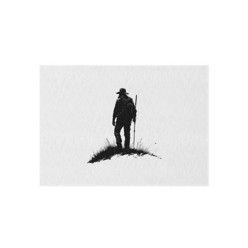 Silhouette of a hiker Outdoor Rug for Camping, Picnics