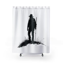 Silhouette of a hiker Shower Curtain, Western Home Decor, Equestrian Bathroom, Horse Lovers Gift
