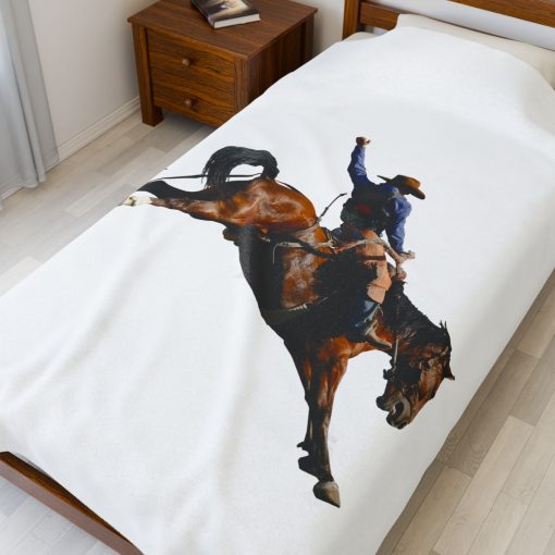 Cowboy horseback riding throw Velveteen Plush Blanket