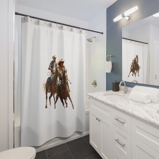 Horse rider Shower Curtain, Western Home Decor, Equestrian Bathroom, Horse Lovers Gift, Country Style Bathroom Accessory