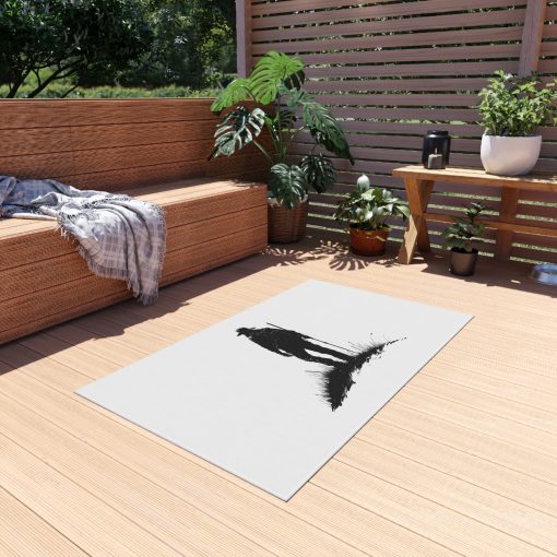 Silhouette of a hiker Outdoor Rug for Camping, Picnics