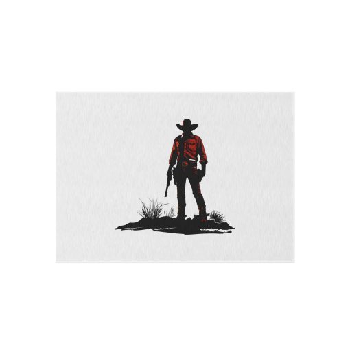 Cowboy silhouette at sunset Outdoor Rug, Fun Patio Decor, Camping Mat, Porch Rug, Western Home Accent