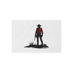 Cowboy silhouette at sunset Outdoor Rug, Fun Patio Decor, Camping Mat, Porch Rug, Western Home Accent