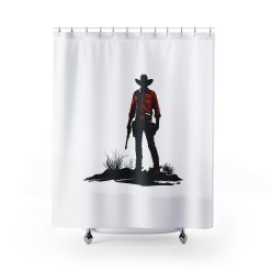 Cowboy silhouette at sunset Shower Curtain, Western Home Decor, Equestrian Bathroom, Horse Lovers Gift