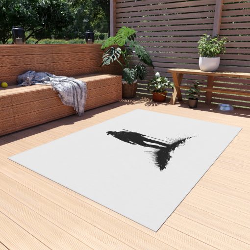 Silhouette of a hiker Outdoor Rug for Camping, Picnics