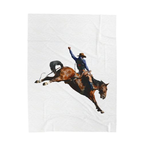Cowboy horseback riding throw Velveteen Plush Blanket