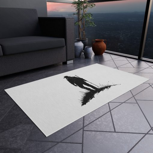 Silhouette of a hiker Outdoor Rug for Camping, Picnics