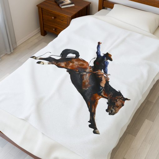 Cowboy horseback riding throw Velveteen Plush Blanket