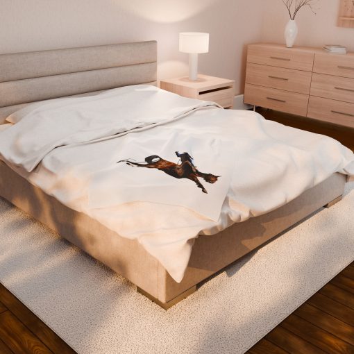 Cowboy horseback riding throw Velveteen Plush Blanket