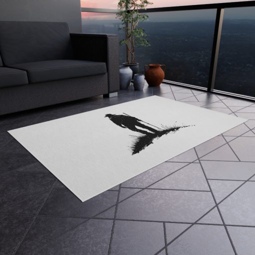 Silhouette of a hiker Outdoor Rug for Camping, Picnics