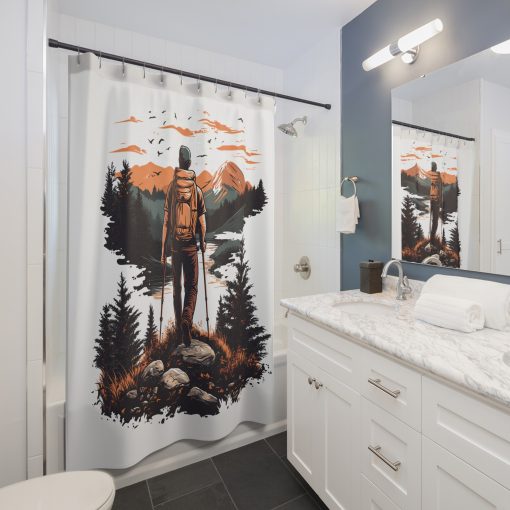Pedestrian with poles at sunset Shower Curtain, Western Home Decor, Equestrian Bathroom, Horse Lovers Gift