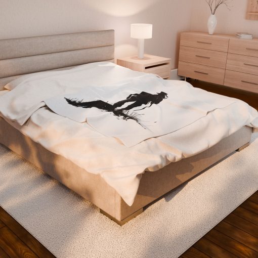 Silhouette of a hiker Velveteen Plush Blanket