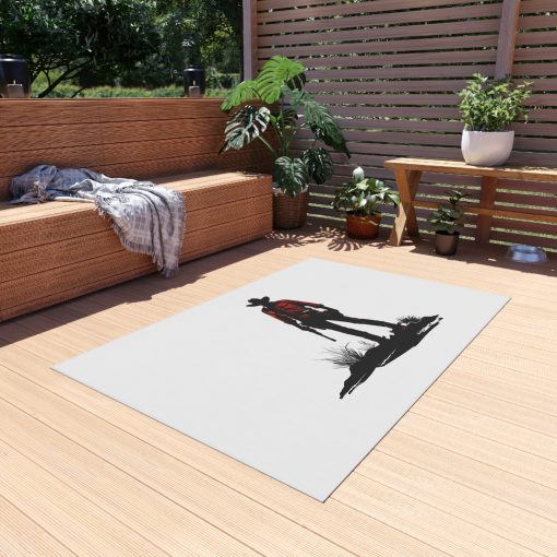 Cowboy silhouette at sunset Outdoor Rug, Fun Patio Decor, Camping Mat, Porch Rug, Western Home Accent