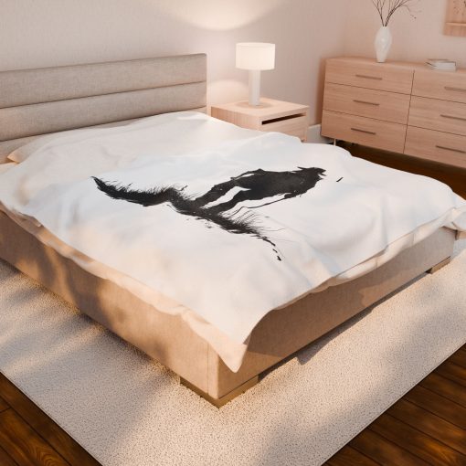 Silhouette of a hiker Velveteen Plush Blanket