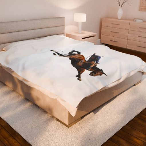 Cowboy horseback riding throw Velveteen Plush Blanket