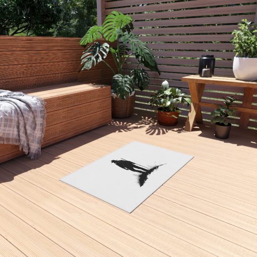 Silhouette of a hiker Outdoor Rug for Camping, Picnics